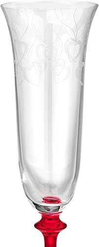 Miniatura 2 de Crystalex LOVE - Juego de copas de champán de cristal de 6 onzas con tallo rojo, juego de copas de vino espumosas con pies, regalo romántico de