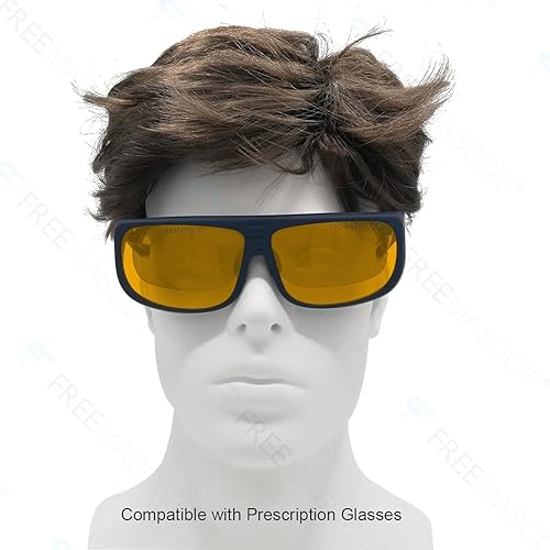 Miniatura 5 de FreeMascot Profesional OD 6+ 190nm-490nm Longitud de onda VioletaAzul Laser Gafas de Seguridad para 405nm, 445nm, 450nm, 473nm Laser
