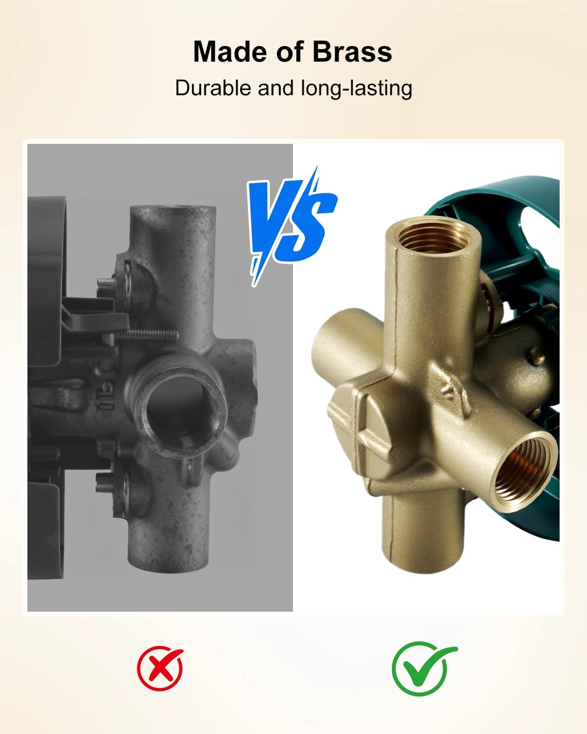 TIKSCIENCE Shower Valve Kit with Stops & Faucet Cartridge Fit for Moen Posi-Temp 1/2 Inch IPS Connections Replace 2590 1222, Pressure Balancing Shower and Tub Brass Valve Replacement