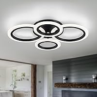 Vista 10 de Vikaey Lámpara de Techo LED Moderna de Montaje al Ras, 6 Anillos Blancos Lámpara de Techo Cerca del Techo, Lámpara de Iluminación para Sala de Estar