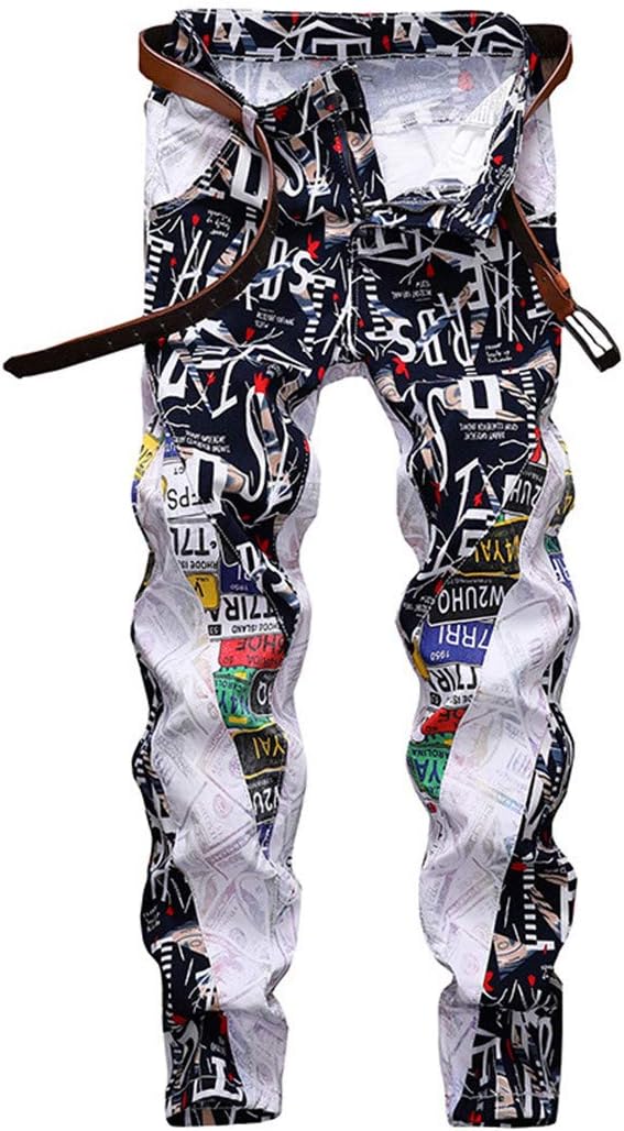 BHDKITZW jeans de mezclilla con letras impresas para hombre, Negro