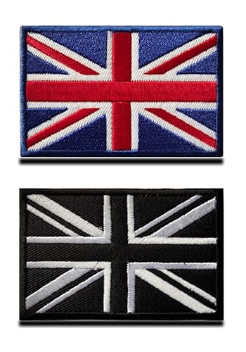 Zcketo 2 Pcs British Union United Kingdom Embroidered Flag Emblem Patches UK Great Britain England Applique Fasteners Hook and Loop Patch for Clothes Backpack Bags Uniform Caps Tactical Military - UK