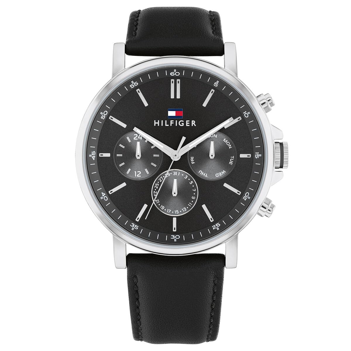 Tommy Hilfiger Reloj DE Piel Negro DIAL Gris Oscuro para Hombre - 1710586, Gris Oscuro, Correa