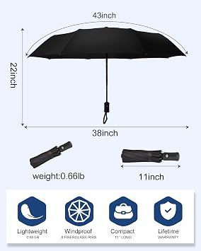 Compact Travel Umbrella, Folding Small Mini Windproof Umbrella, Lightweight Portable Parasol for Backpack Purse, Car Backpack Purse Automatic Umbrellas for Rain