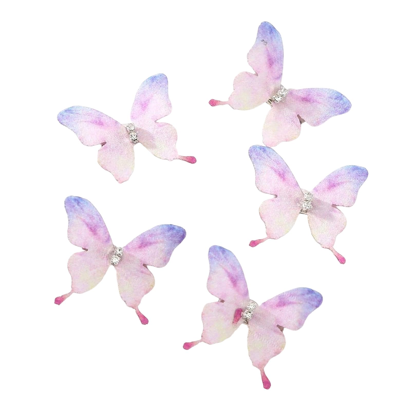 MICFENY 5PCS Fabric Butterfly Hair Clip 2000s Hairpin For Themed Event Birthdays Weddings And Casual Wear Women Girl Hair Decors