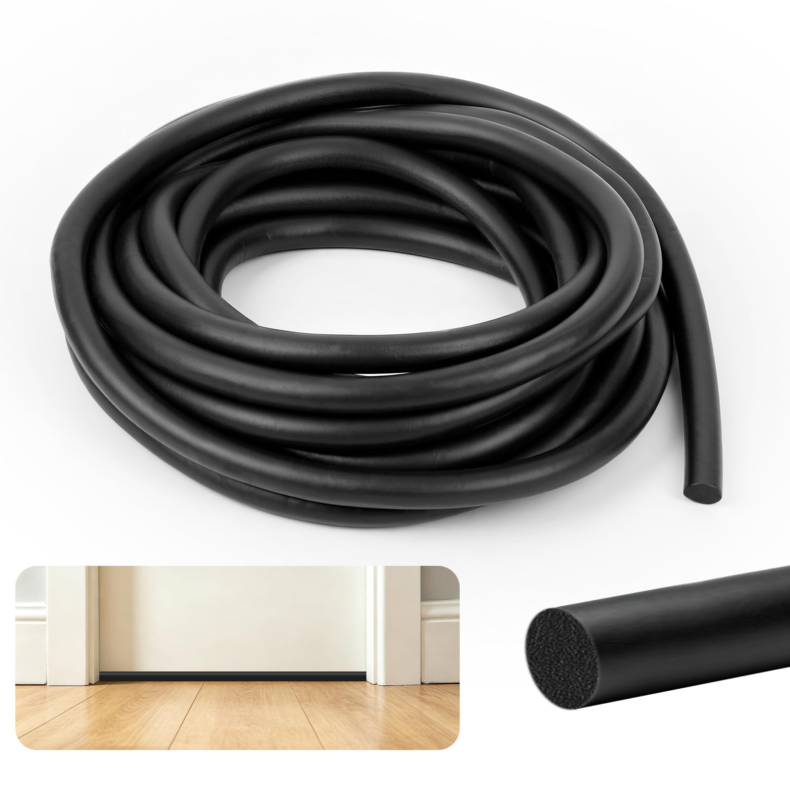 NUTKIT 10mm*5M Backer Rod for Gaps and Joints, Black Rubber Caulk Saver