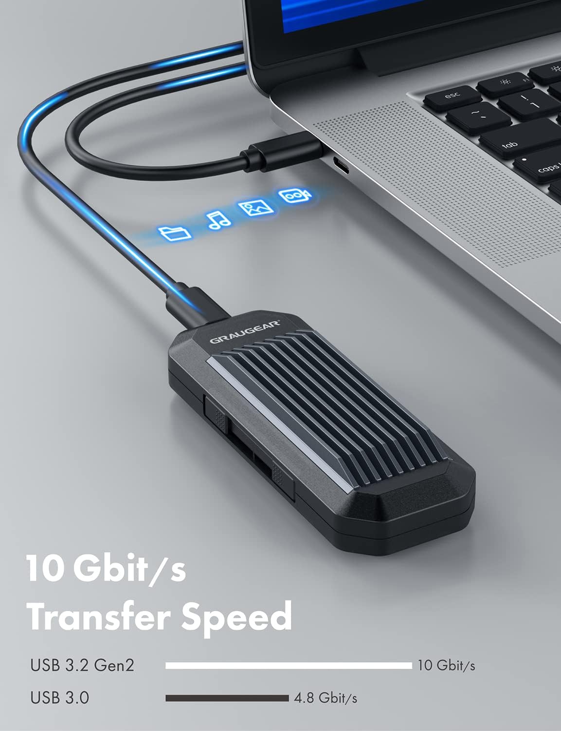 GRAUGEAR External Enclosure for M.2 NVMe/NGFF SSD (G-M202-AC-10C)