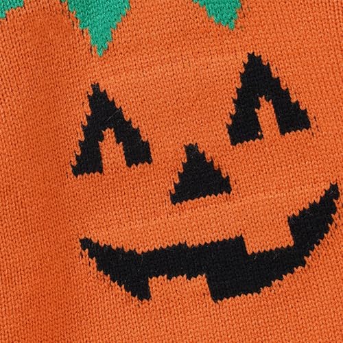 Kids Girls Pumpkin Knitted Sweater Boys Halloween Long Sleeve Athletic Casual Pullovers Fall Warm Holiday Clothes4