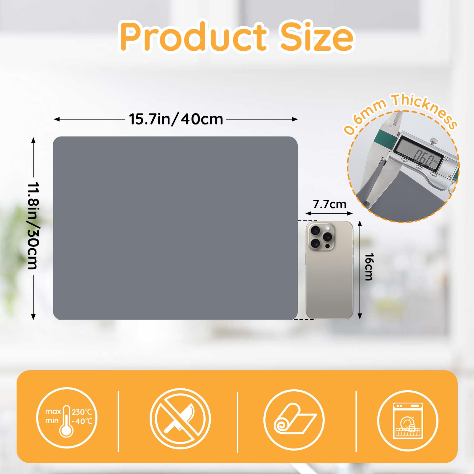 Luxeu Silicone Sheet, 3 Pcs 40x30cm Silicone Mats for Crafts Non Stick and Washable, Craft Mat for Resin Moulds Clay - Image 2