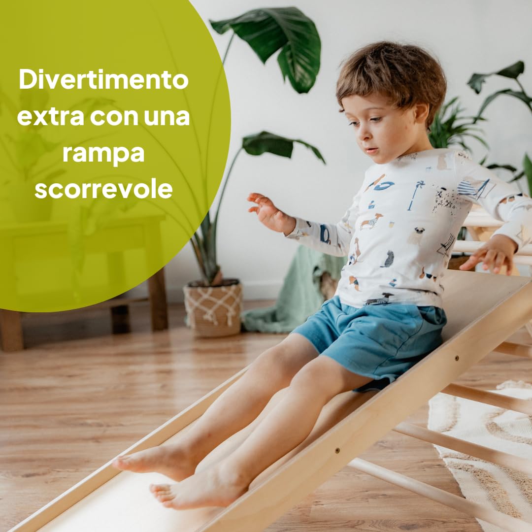 Ette Tete FIPITRI • 5 segmenti modificabile Triangolo di Arrampicata, Ispirato a Emmi Pikler (con rampa)