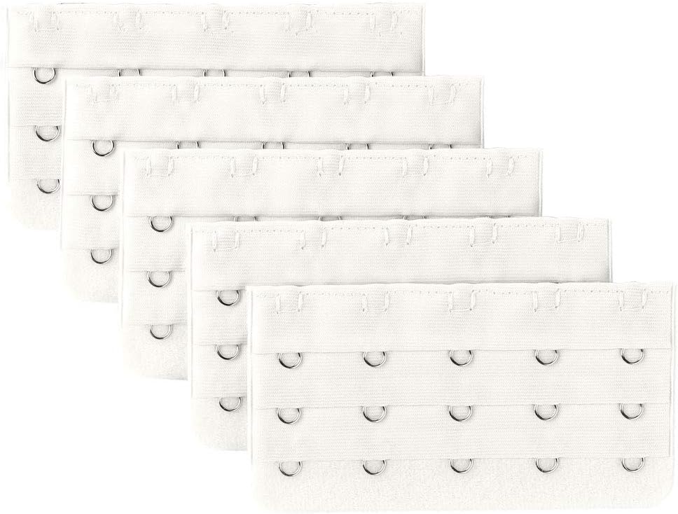 uxcell White 5 Rows Hook Eye Tape Extension Bra Strap Extender 5 Pcs for Lady