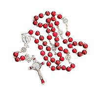 Vista 1 de Murano Glass Red Catholic Rosary Beads Blessed Virgin Mary/St Benedict Rosary Medjugorje Handmade