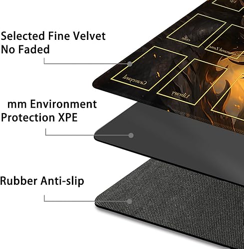 Vista 188 de Tapete de juego MTG cosido de alta calidad con zonas y parte trasera de goma antideslizante, tapete de juego TCG para MTG y otros juegos de cartas