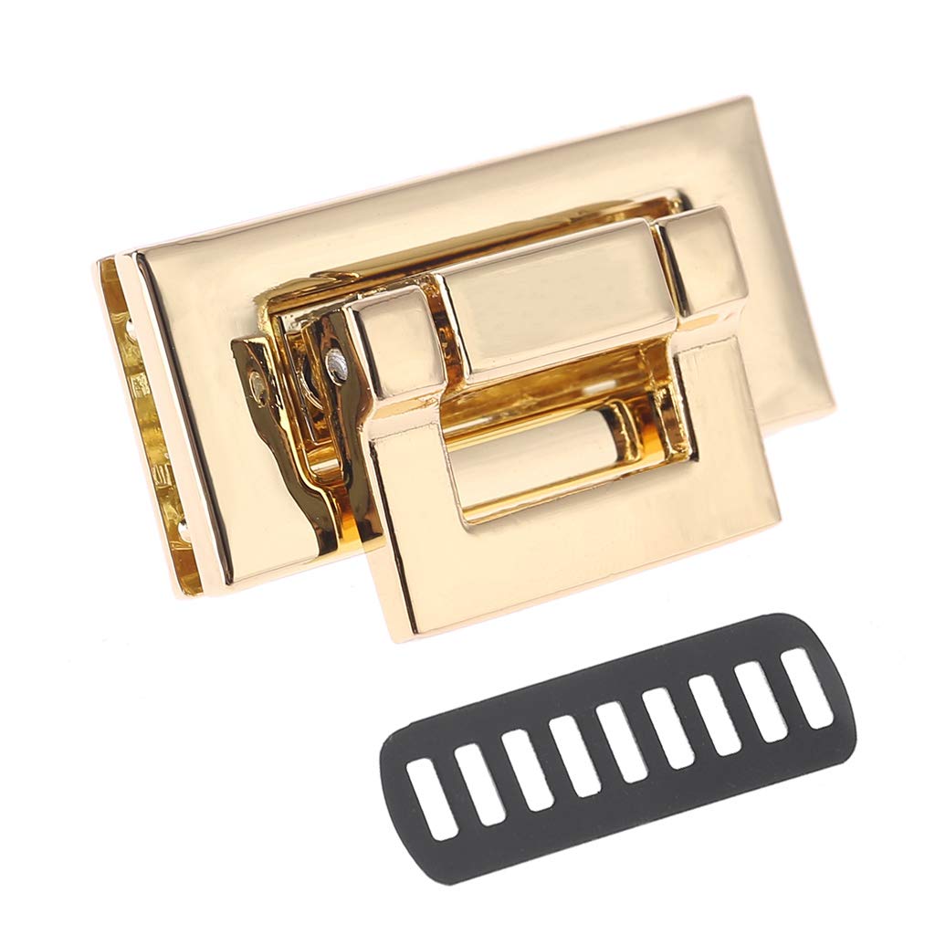 Fivekim Light/Gold Rectangle Shape Clasp Turn Lock Twist Lock Diy Leather Handbag Bag Hardware Mortise Lock
