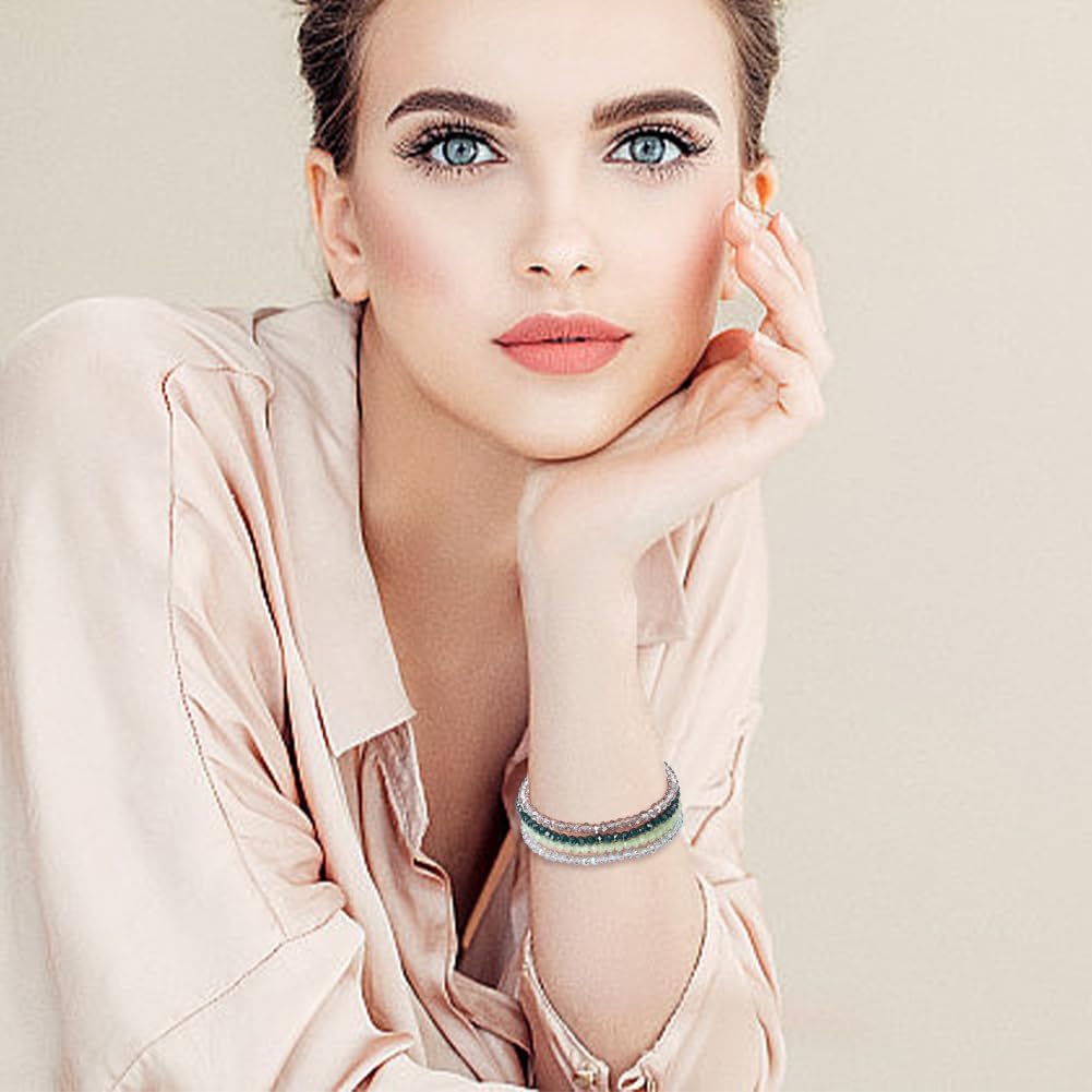 ANATTASOUL 4 Sets Beaded Boho Stretch Bracelet Stackable Bead Bracelets for Women Colorful Bohemian Glass Beaded Bracelets Trendy Costume Jewelry Mothers Day Gifts for Women - Image 2