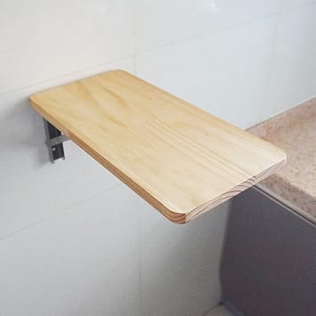 Folding Wall Table for Kitchen Living Room, Solid Wood and Stainless Steel Brackets | Wall Mounted Tables Fold-Down Work Table Dining Table Hanging Computer Desk, Modern Design