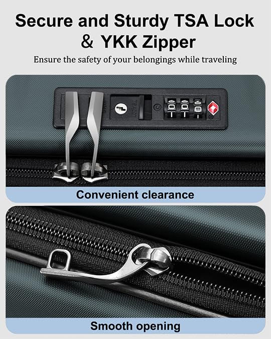 Image of CENSIEN Expandable Checked Luggage, 28 Inch Top Opening Trunk Suitcases | Lightweight ABS+PC Hard Shell,YKK Zipper,360Spinner Wheels,TSA Lock,Travel Bags for Getaway and Long Trips,Green
