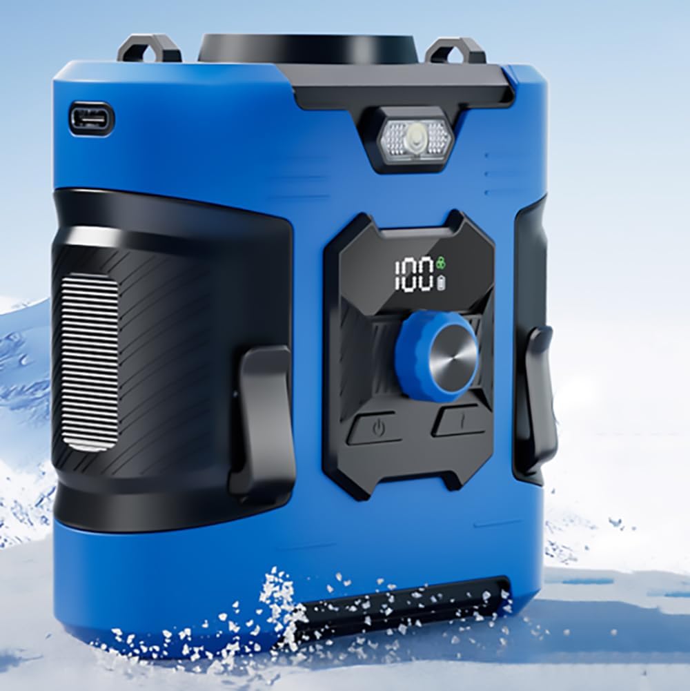 Portable Waist Clip Fans, Wearable Belt Personal Fan with 100 Levels Stepless Speeds, 17000RPM Strong Airflow, 8000mAh Battery Supports 24H Use Time, Cool Clip Fan for Outdoor Jobsite Farm (Blue)