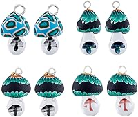 SUPERFINDINGS 8pcs 4-Color Lovely Mushroom Pendant Charms - Polymer Clay Lampwork Glass for Jewelry Keychains DIY Crafts