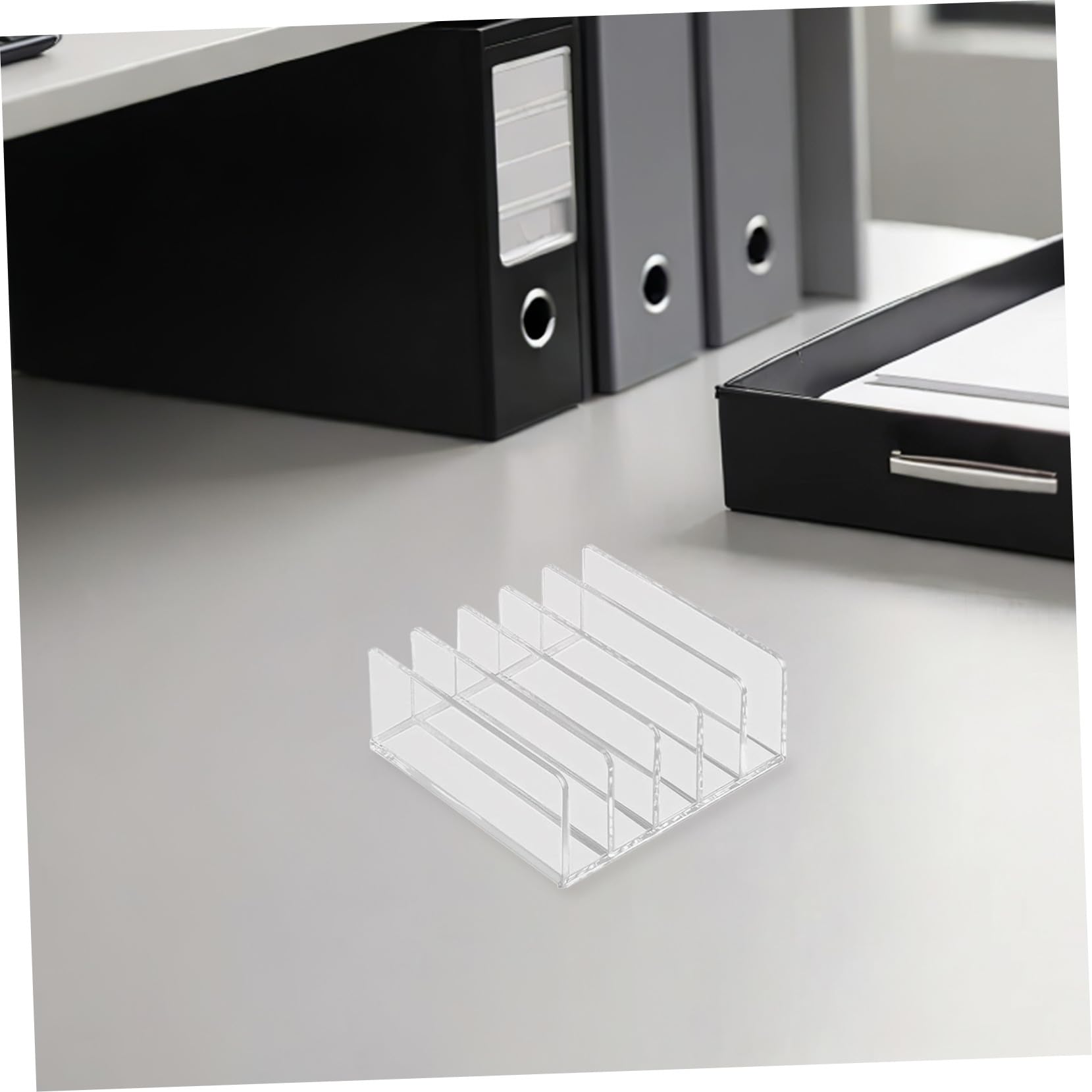 Angoily 2 Sztuki Pamięć plik pulpitu Stojaki na pulpit Posiadacz dokumentów komputerowych Tabletop Stationery Plece Surage Organizator magazynu Transparent