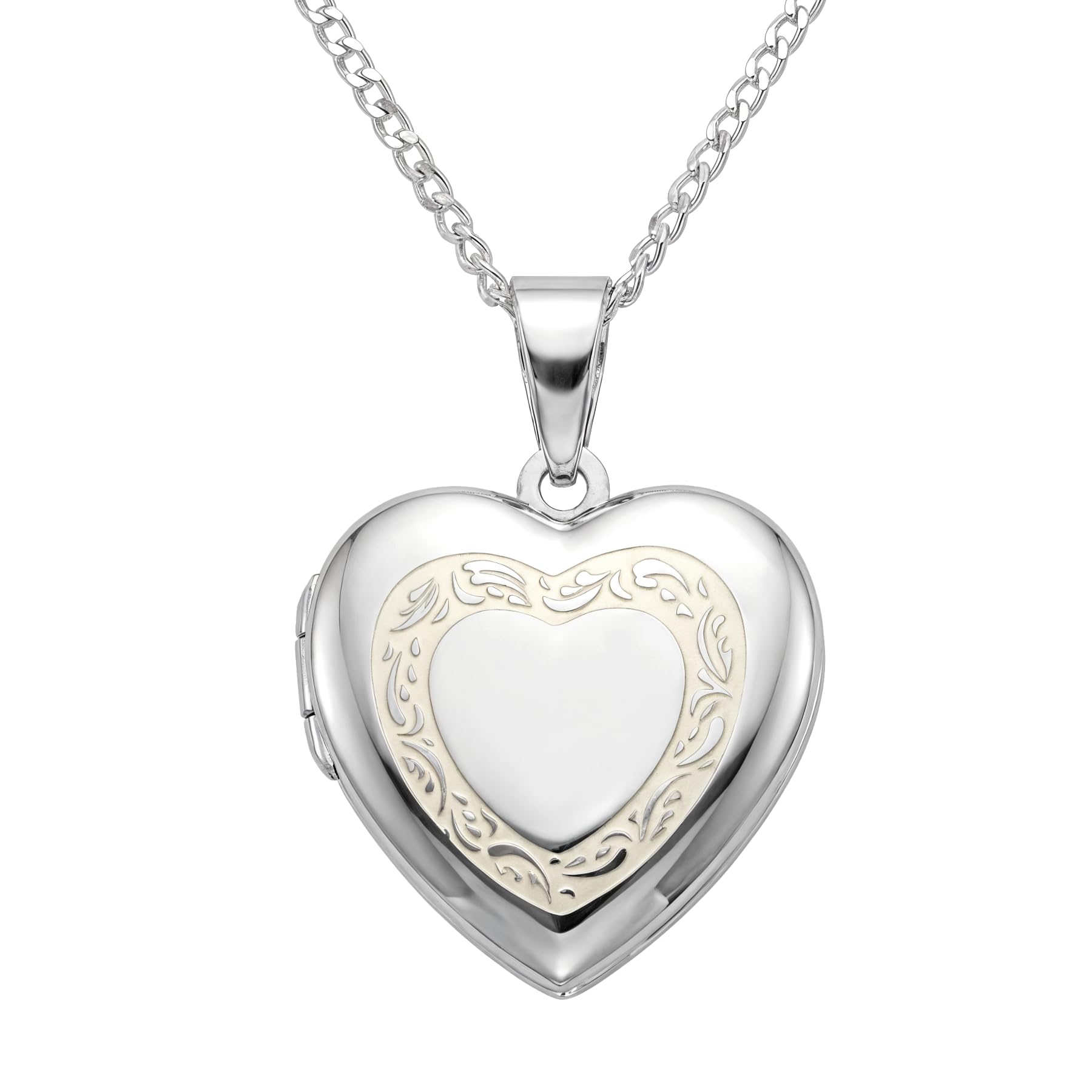 Alexander Castle Herz 925 Sterling Silber Kette mit Foto Medaillon für Damen Mädchen Kinder - 17mm x 17mm - 18" Sterlingsilber Foto Kette & Schmuck Geschenk-Box