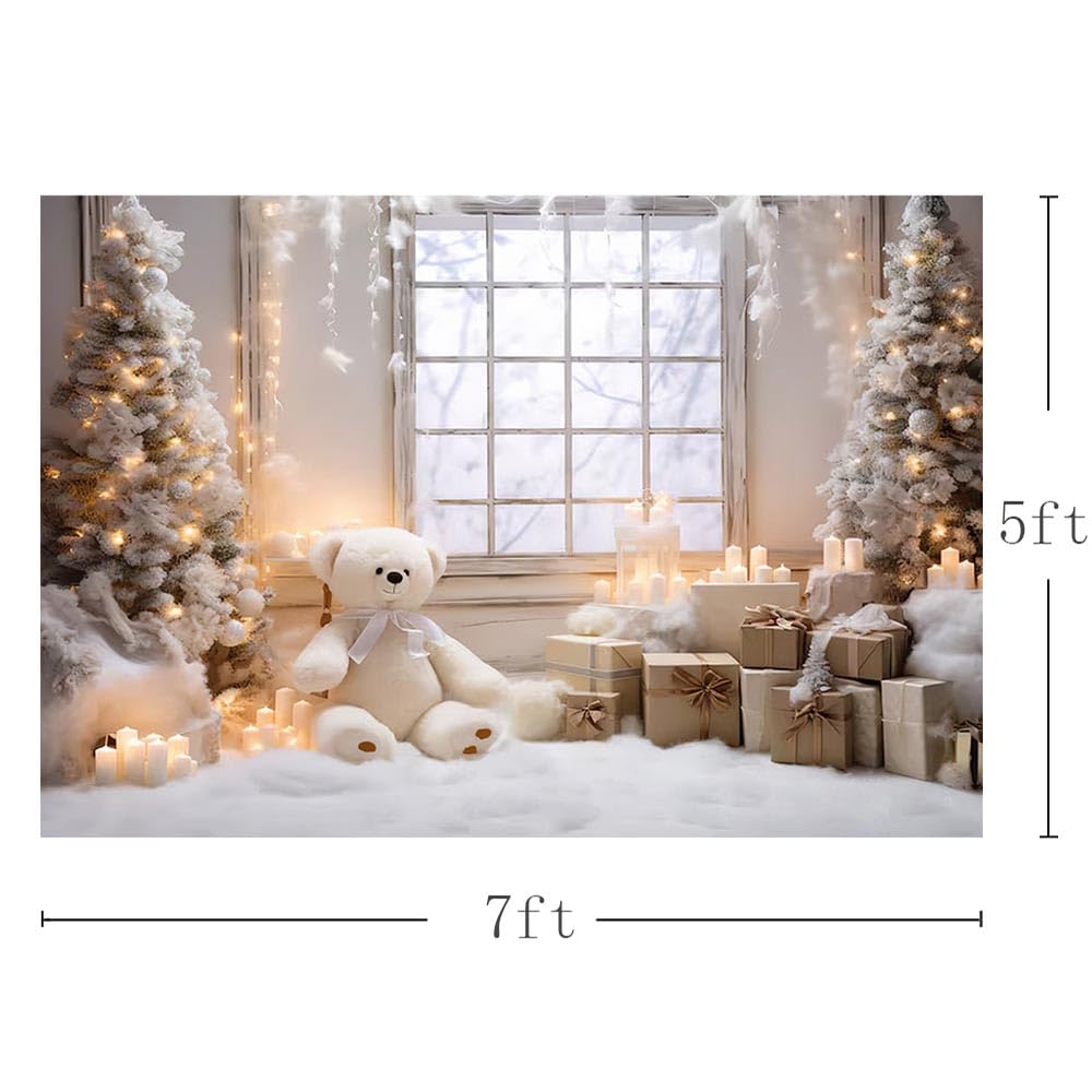 MEHOFOND 7x5ft Retro Kerst Speelgoed Verhaal Straat Fotografie Achtergrond Winter Sneeuwvlok Kerstboom Kind Portret Achtergronden Vintage Lamp Kerstvakantie Party Foto Banner Props