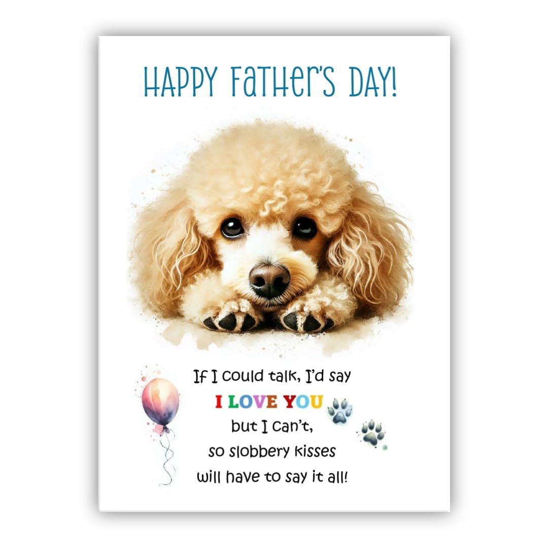 Father's Day Card from the dog. Dog Lovers Card. Fathers Day card from the dog. Differenet breeds. (Poodle beige) — image 1