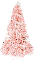 Vista 5 de Bonnlo - Árbol artificial completo de 6 pies, rosa, con 1,600 ramas, de Navidad, decoración navideña, con resistente base de metal