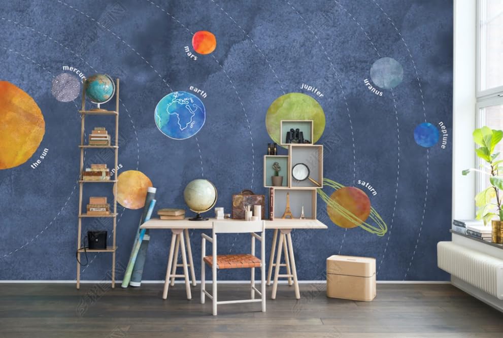 Papier peint intissé espace pour masquer un mur abîmé avec un poster géant 300x210