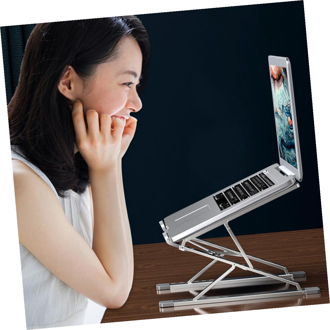 DOITOOL Soporte para Portátil De Aluminio Ajustable Portátil Ergonómico para Oficina y Hogar Plata Refrigeración Multifuncional para Computadora y Tabletas