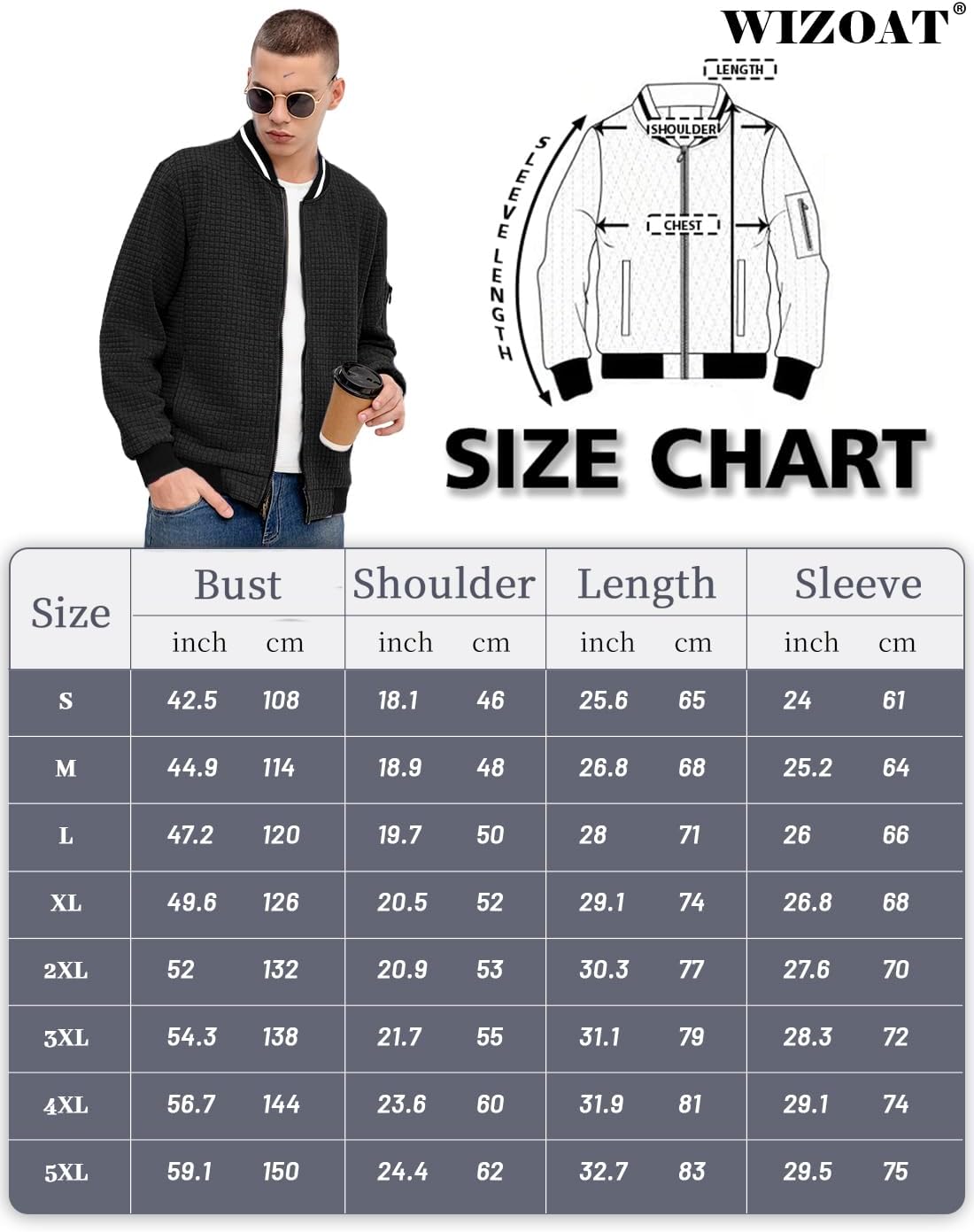Mens Casual Jacket Lightweight Jacket Varsity Coat - Image 6