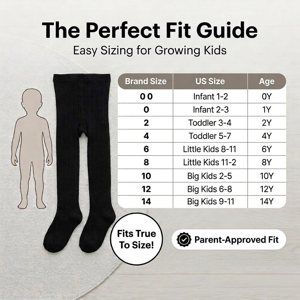 Basic Mädchen-Strumpfhose, bequeme, weiche, flache Strumpfhose aus atmungsaktiver Baumwolle, ideal für Uniform oder den Alltag
