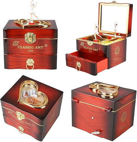 Miniatura 4 de Jlong - Joyero musical para niñas caja de almacenamiento de música con cajón para hija novia cumpleaños San Valentín