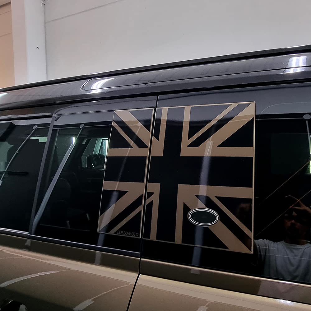 2x Adesivi Montanti BANDIERA INGLESE Ricambio Compatibile con Land Rover DEFENDER 5pt dal 2020 al 2024 Stickers Accessori Auto Pellicole LOLLOMOTO (Nero Lucido)