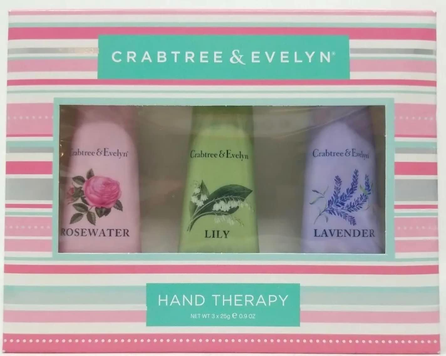 Crabtree and Evelyn Trio Hand Therapy Set Rosewater, Lavender and Lily .9 oz each