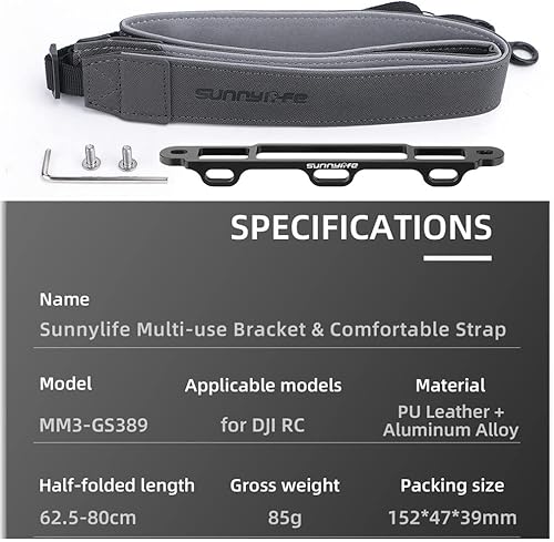 Miniatura 9 de Xmipbs Correa ajustable para accesorios de controlador DJI RC, correa de hombro de cuero PU con hebilla de aleación de aluminio CNC para DJI Mavic