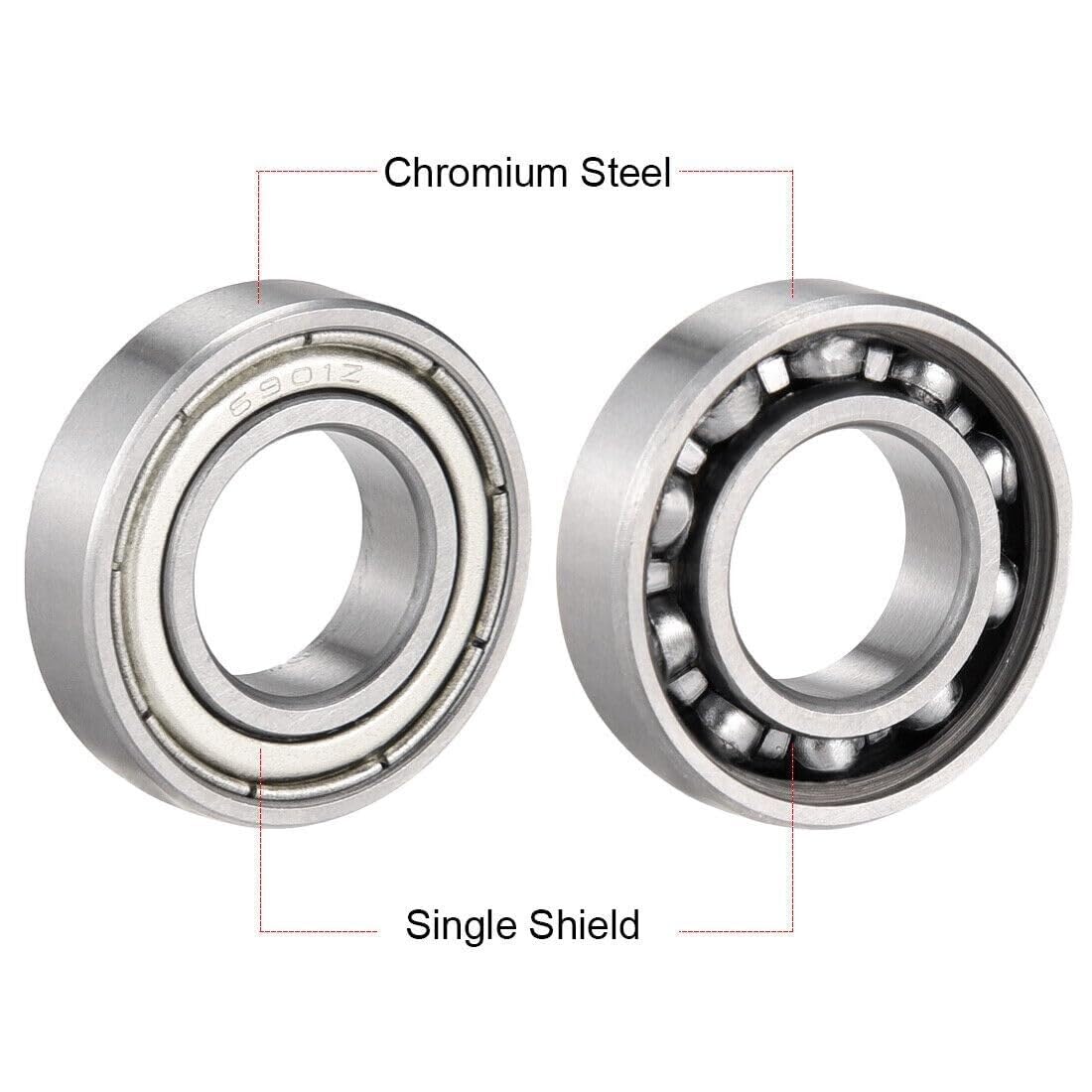 10 pièces roulement à billes gorge profonde 6901Z bouclier unique 12mm x 24mm 6mm en acier chromé