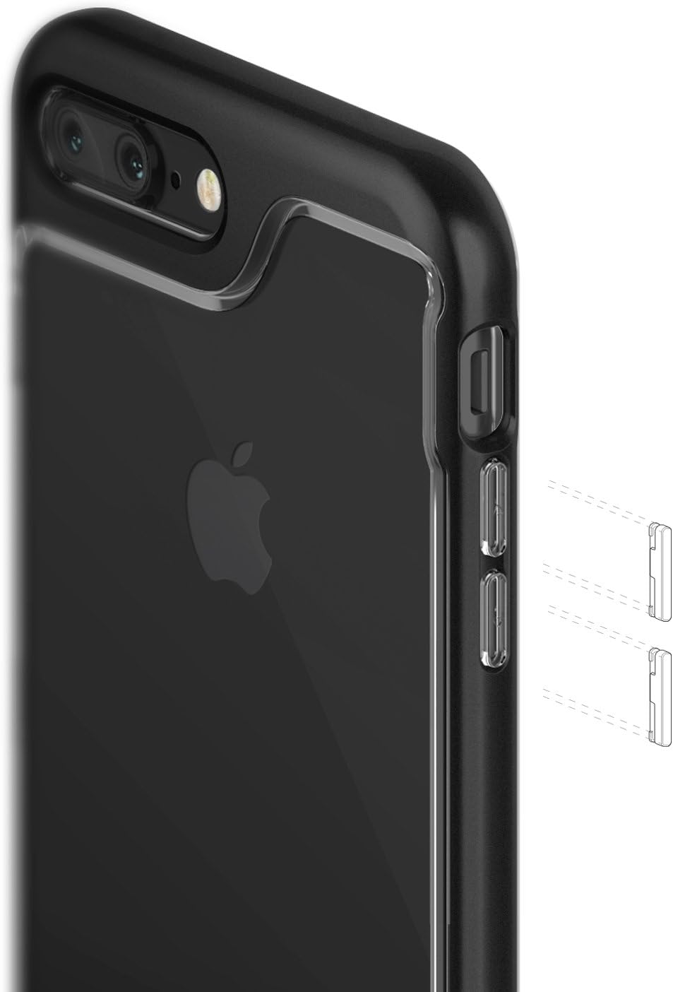 Caseology Skyfall for Apple iPhone 8 Plus Case (2017) / for iPhone 7 Plus Case (2016) - Clear Back & Slim Fit - Matte Black