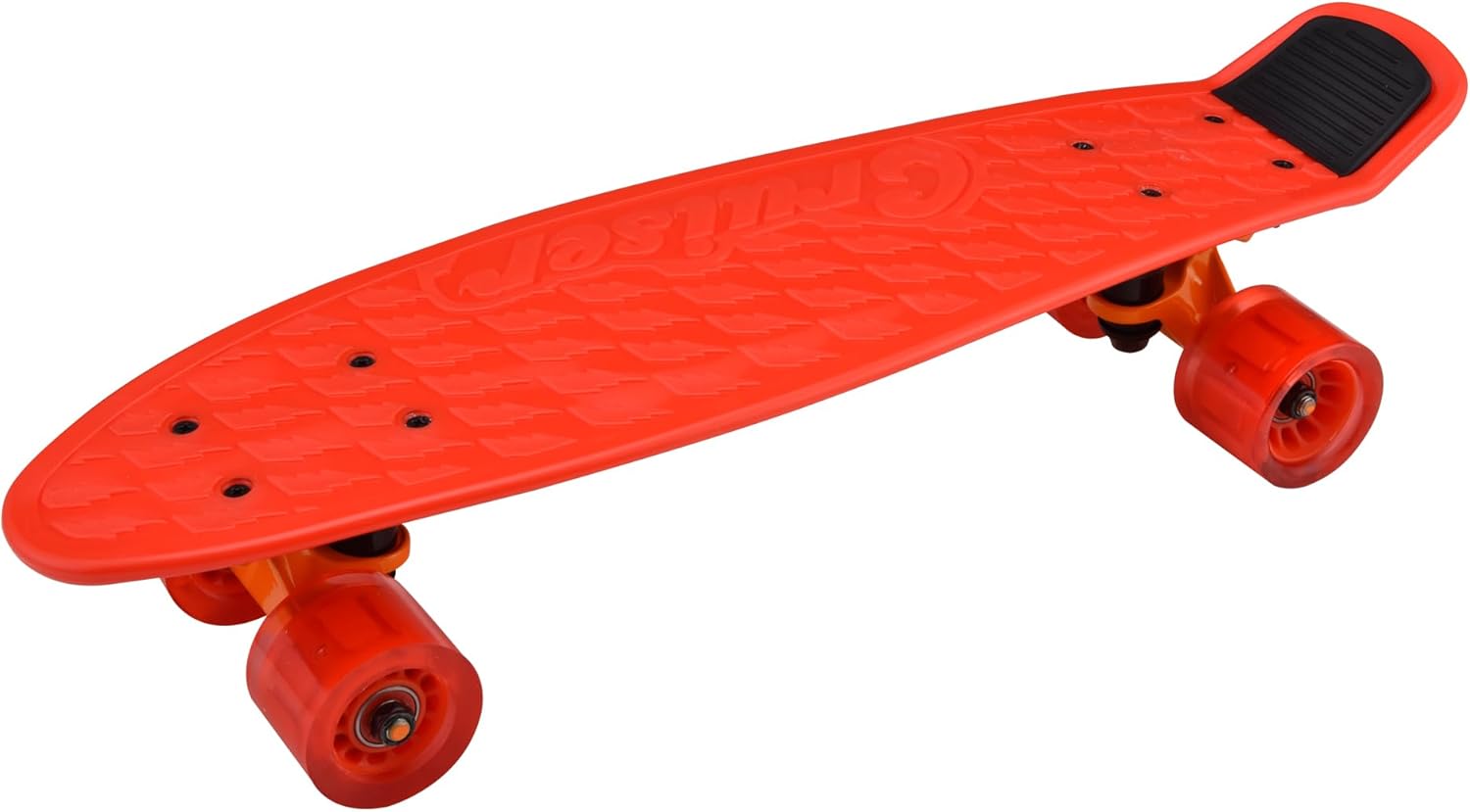 Hurtle Standard Skateboard Mini Cruiser - 6'' PP Deck Complete Double Kick Skate Board w/ 3.25" Aluminum Alloy Truck, PU Wheels w/LED Light - for Kids, Teens, Adults (Red) (HCSK182.5), One Size