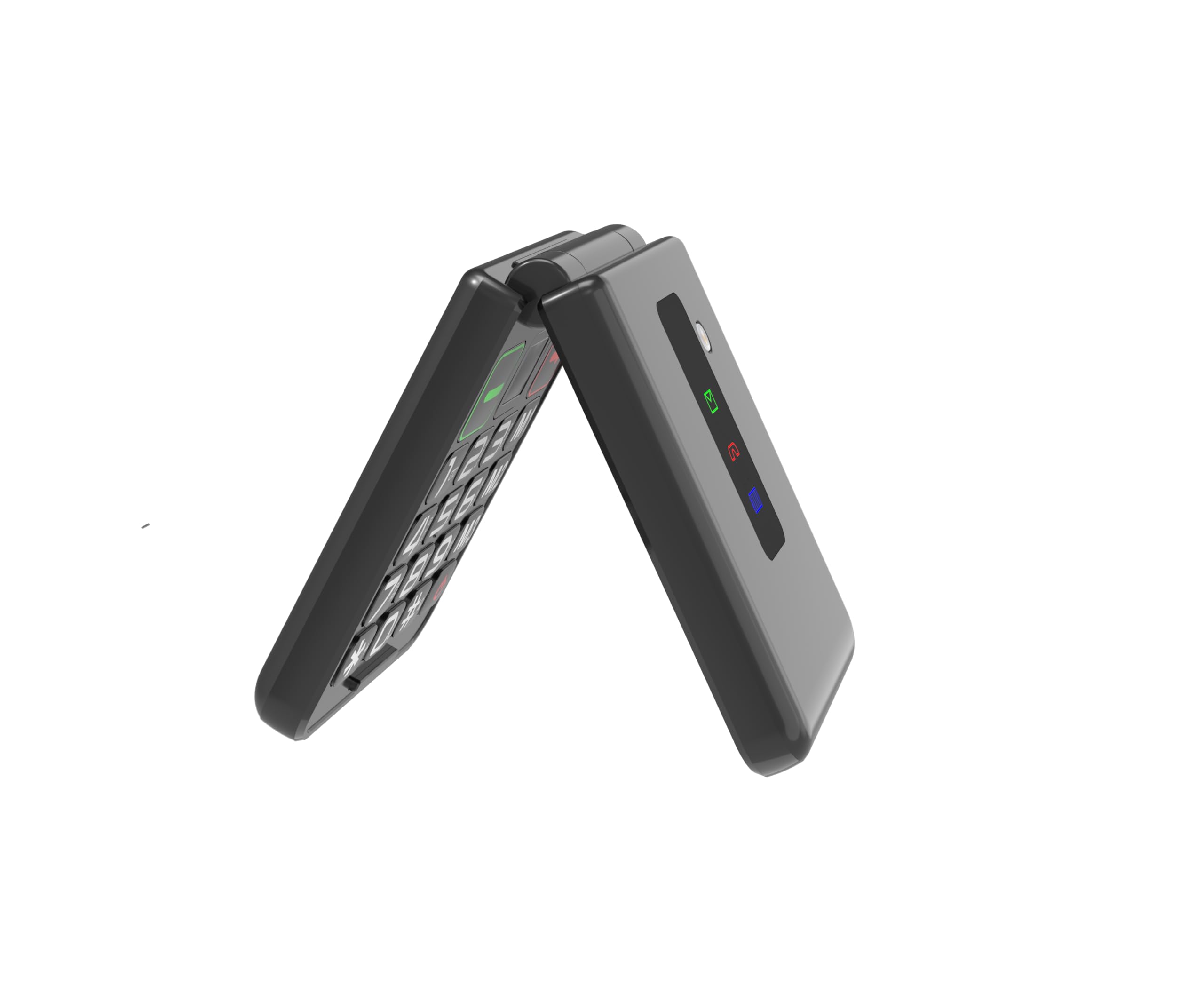 Telefon komórkowy flip dla seniorów z dużymi przyciskami, składany, alarm SOS, długa pracy baterii, 3G i 4G LTE, kolor czarny (z kablem USB)
