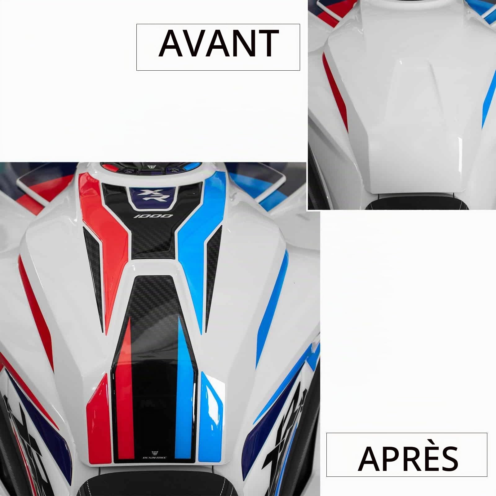 Resin Bike Autocollant Moto Compatibles avec BMW M 1000 XR - S 1000 XR 2020-2026. Protection Grip de Réservoir Moto Contre Les Chocs et Les Éraflures. Autocollant 3D Résinés Made in Italy