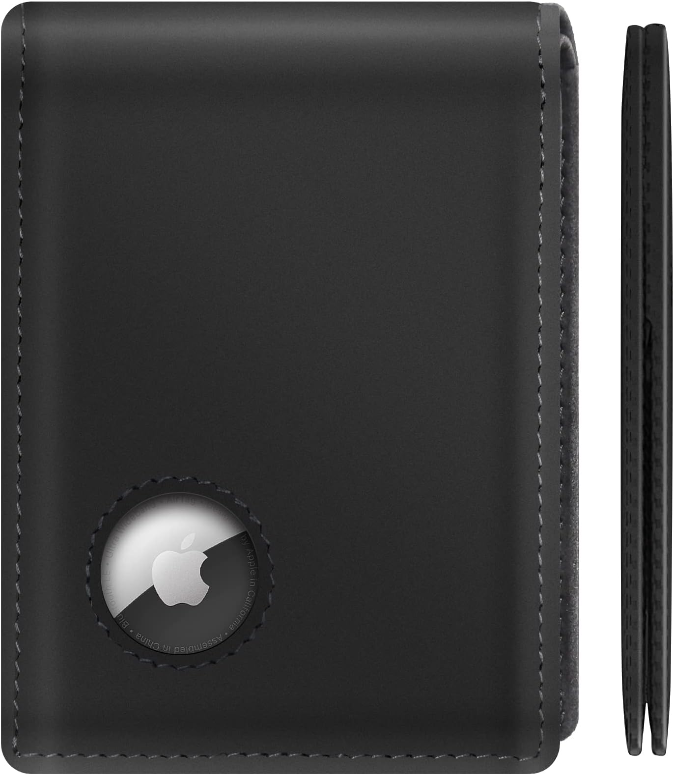 Apple AirTag Wallet [Top Grain Leather] Air Tag Wallet [Ultra Slim] Minimalist AirTag Wallet RFID Blocking Wallet for Men Up to 11+ Cards (AirTag Not included)(Black)