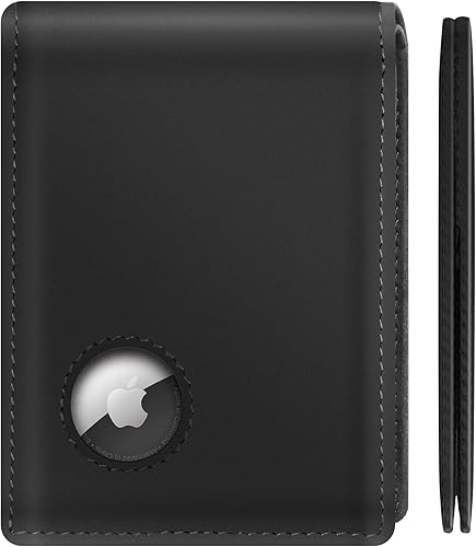 GAOCHALE Apple AirTag Wallet cuero de grano superior Cartera AirTag Ultra delgada Billetera minimalista AirTag con bloqueo RFID para hombres de