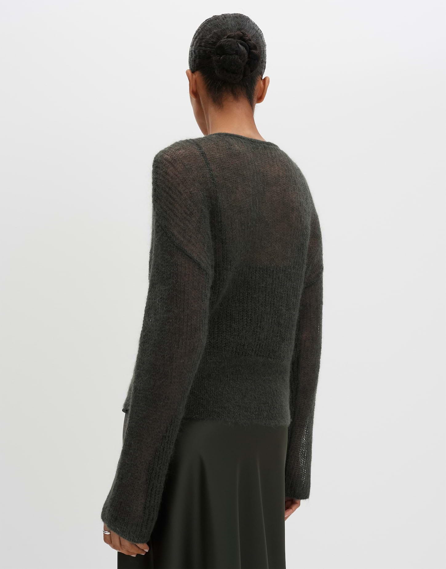 someday Damen Pullover | Statement Stricker aus Mohair Woll Mix Loose Fit Midnight Olive, 38