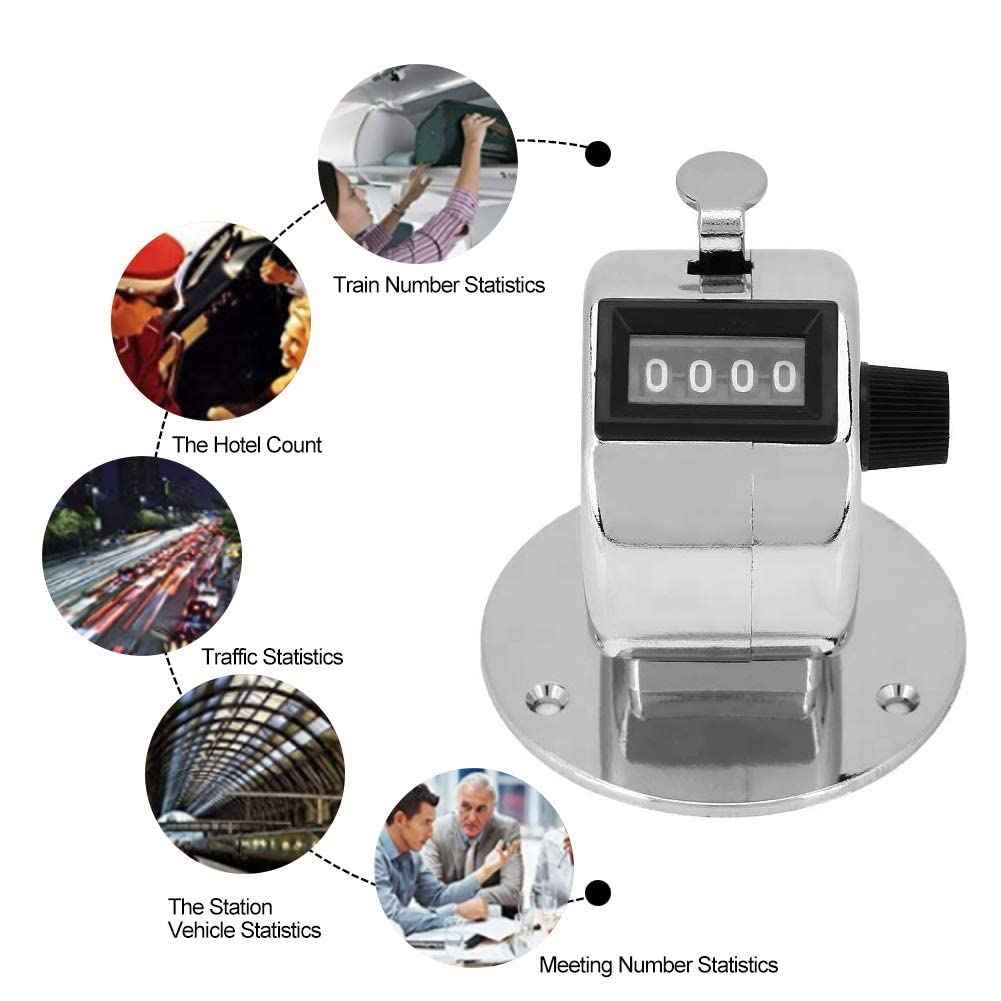 RiToEasysports 5 Pezzi contatore Manuale clicker, contatore Manuale a 4 cifre contatore contatore a Mano Cassa in Metallo Tally Clicker Counter per Ports Games Conta Persone A Mano