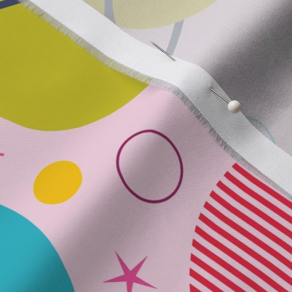 Spoonflower Fabric - Rocket Science Girl Child Pink Solar System Astronomy Planet Sun Printed on Organic Cotton Sateen Fabric by The Yard - Sewing Quilting Apparel Home Decor