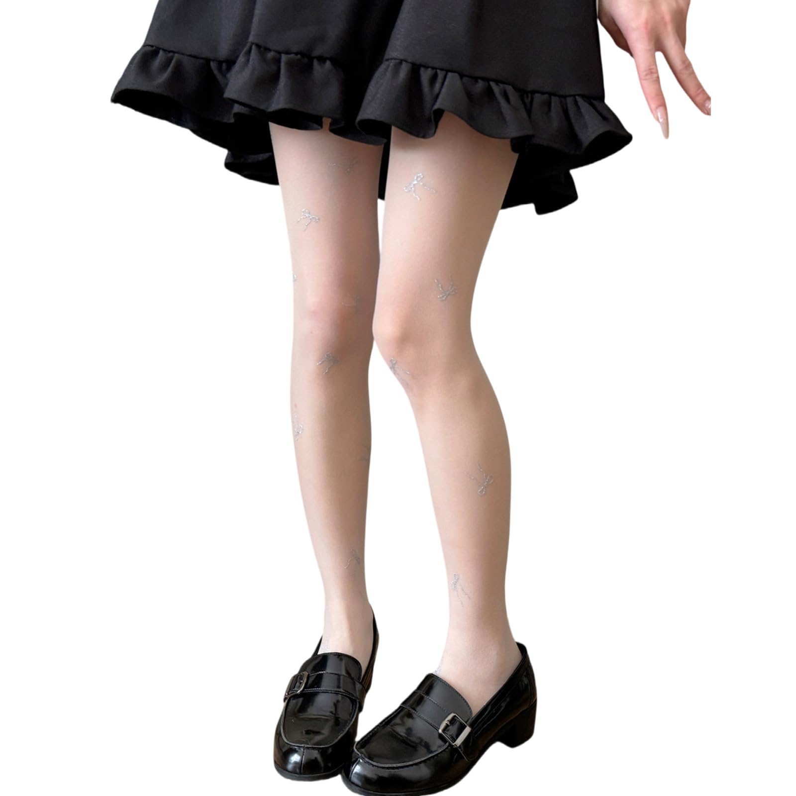 Tsophreniq Sheer Tights Control Top Tights Sweet Bowknot High Waist Pantyhose Thigh Stockings Summers Silk Stocking Waist Pantyhose for Women