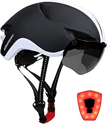 Capacete de bicicleta adulto Shinmax, capacete de bicicleta masculino com óculos magnéticos removíveis e recarregável por USB, capacete de estrada especializado, tamanho ajustável, ultraleve para ciclismo SM-T88