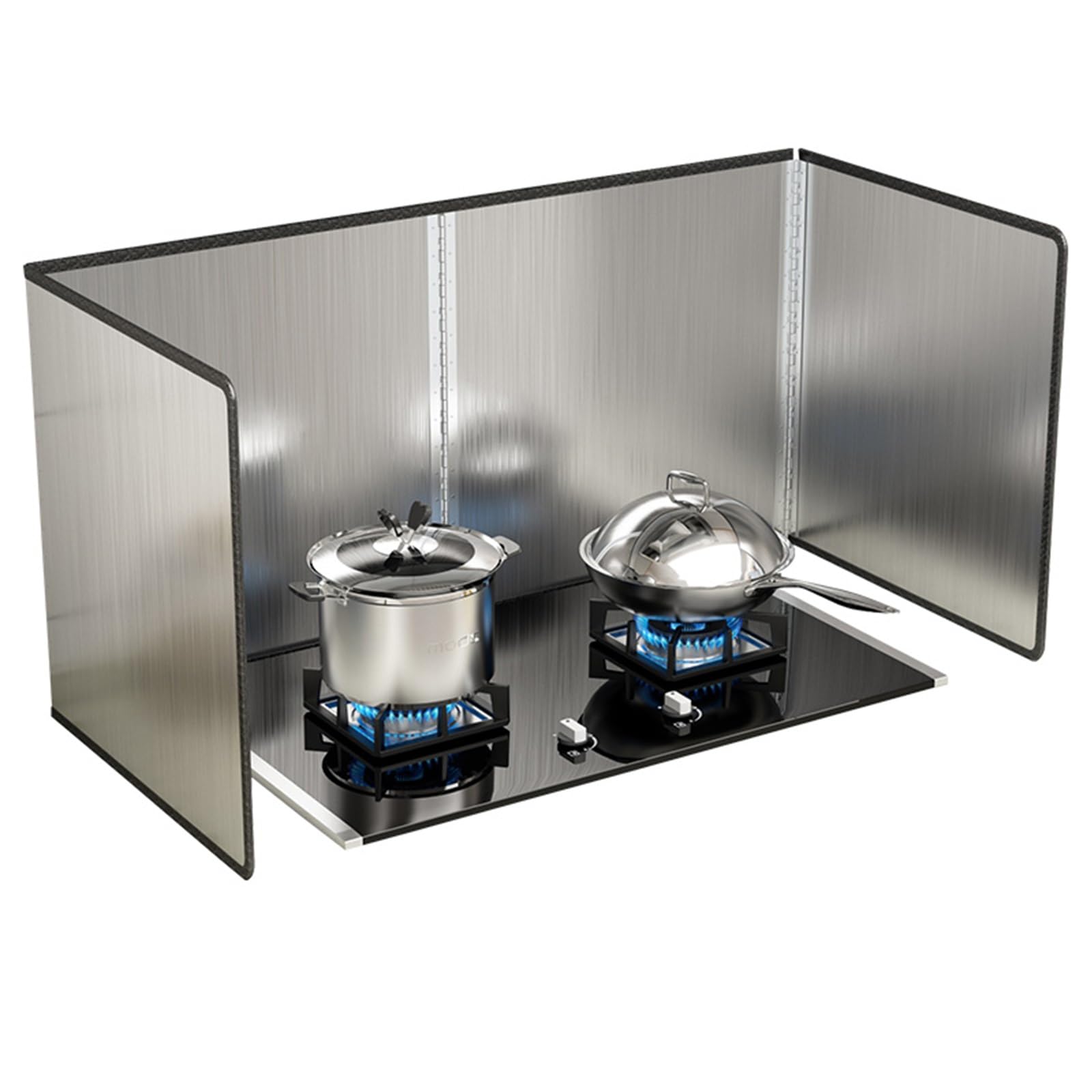 NIUSABOU FoldableOil Splatter Screens, Stainless Steel Foldable 4-Sided Splatter Guard for Stove, Silver, Multiple Sizes(40x40x80cm)