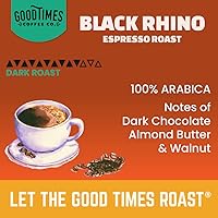 Vista 3 de Black Rhino Arabica Coffee Espresso tostado oscuro, molido medio, artesano de lotes pequeños, 12 onzas (paquete de 1)